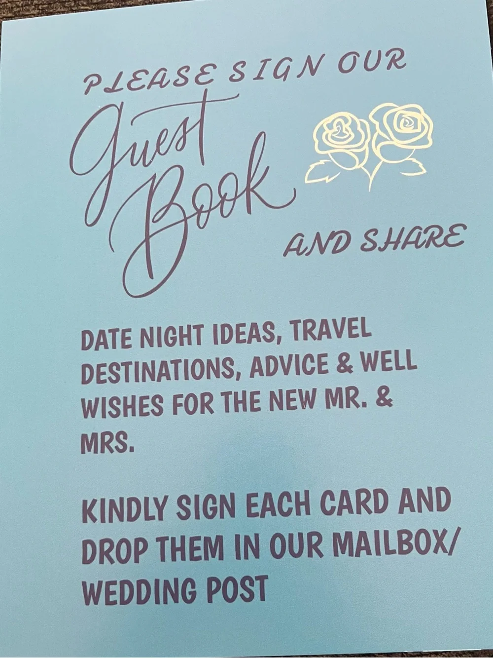 Blue Wedding Mailbox Guest Book Tabletop Sign with White Advice Cards Set